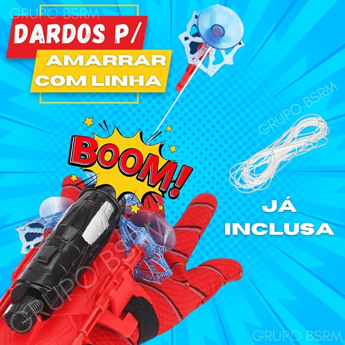 Kit Luva Lança Teia Spider Lançador de Dardos Com Ventosa e Linha Brinquedo Infantil — imagem 2