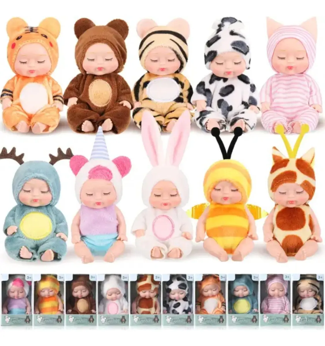 Kit 12 Mini Bonecas Realistas Doll Lovely Coleção Bichinhos — imagem 2